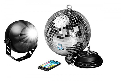 7even LED Bola de espejos (30 cm, con mando a distancia/Fiestas Disco bola de discoteca Motor LED de colores