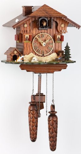 Alemán Reloj de cuco - estilo Chalet - con mecanismo de cuarzo - 22 cm - Auténtico reloj de cuco del bosque negro - de Trenkle Uhren