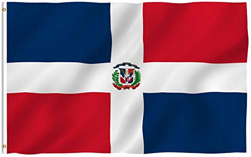 Anley Fly Breeze 90 x 150 cm Bandera República Dominicana - Colores Vivos y Resistentes a Rayos UVA - Bordes Reforzados con Lona y Doble Costura