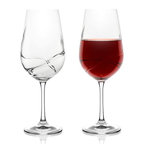 Bar Amigos-Juego de 2 turbulencia Deluxe Bohemia Cristal copas de vino Decanting única, diseño especial de diseño en forma de S para una mejor ventilación, 550ML / 19.3 ounce Bordeaux