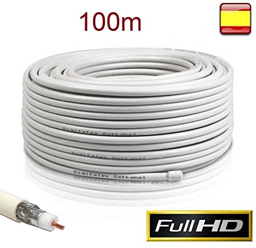 Cable Coaxial para Antena tv bobina 100m metros RG6U TDT SAT