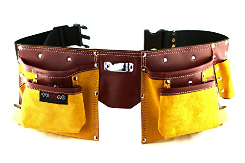 Cinturón portaherramientas de cuero de calidad con 11 bolsillos, cinturón ajustable de nailon, regalo para el día del padre para aficionados al carpintero, carpintero