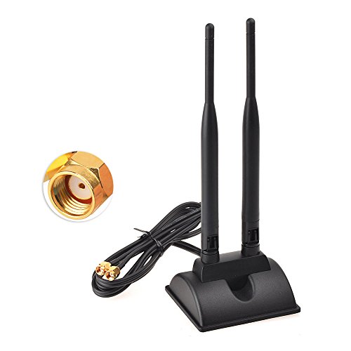 Eightwood WiFi Antena magnética de Doble frecuencia 2.4G/5.8G 6dBi con RP SMA extensión de Cable 1.2m para Tarjeta WiFi Tarjetas PCI Inalámbricas Enrutador Bluetooth inalámbrico
