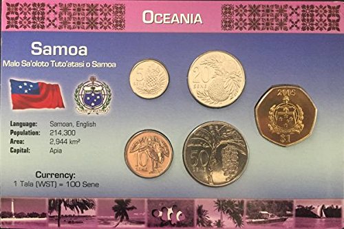 IMPACTO COLECCIONABLES Monedas del Mundo. Samoa, Blister de 5 Monedas Auténticas SIN Circular
