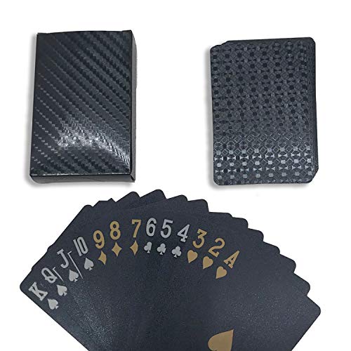 KiraKira Playing Cards, Trucos de Cartas, Baraja de Poker, Texas Hold'em, Naipes Cartas de póker Impermeables de 54 Piezas (Negro)