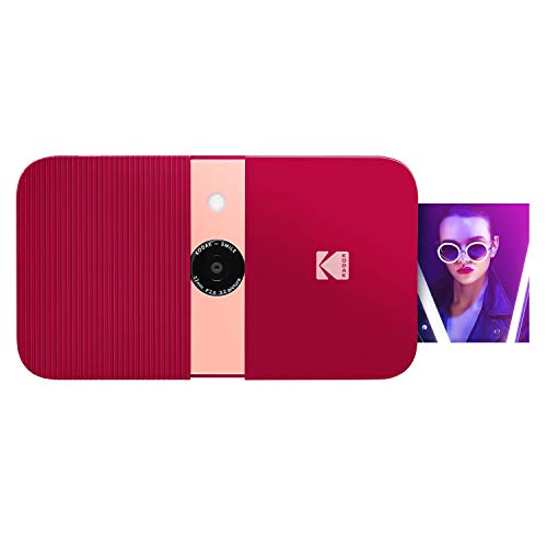 KODAK Smile Cámara digital de impresión instantánea – Cámara de 10MP que abre al deslizarse c/impresora 2x3 ZINK, Pantalla, Enfoque fijo, Flash automático y edición de fotos – Rojo