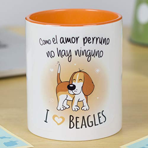 La Mente es Maravillosa - Taza con frase y dibujo divertido sobre Perro - Regalo original de MASCOTA (Taza Beagle)