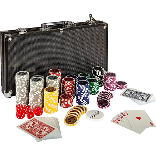 Maxstore Ultimate Black Edition Poker Set, 300 Chips de láser núcleo de Metal de 12 Gramos Tarjetas PLÁSTICAS, póquer, Set, fichas de póquer, Maletas, fichas