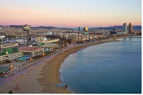 NOBRAND Rompecabezas De 1000 Piezas para Adultos Vista del Atardecer De La Playa De La Barceloneta Y El Mar Mediterráneo En Barcelona