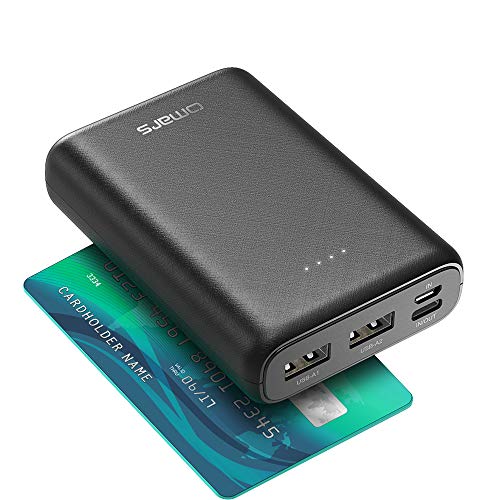 Omars Batería Externa Carga Rápida 18W PD & QC3.0-10000 mAh PowerBank con USB-C & USB-A, Cargador Portátil para Moviles Android & iOS, Tabletas (Negro)