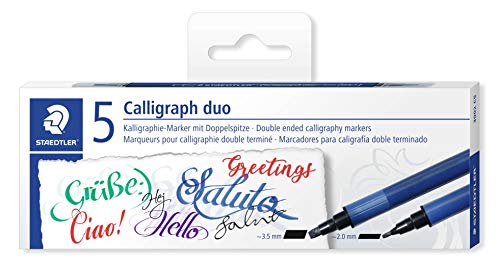 Staedtler 3002 C5 ST, Double Ended Calligraphy Marker, Kalligraphie Doppelmarker, Multicolor