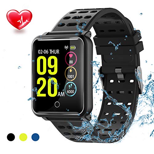 Tagobee TB06 IP68 a prueba de agua Smart Watch HD Touch Screen fitness tracker soporte de presión arterial frecuencia cardíaca Sleep Monitoring contador de pasos compatible con Android y iOS (Negro 2)
