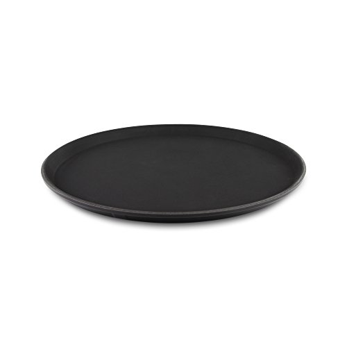 Tuffgrip Super plástico Antideslizante Antideslizante de Goma, Antideslizante Alimentos Bandeja, Redondo, 16 "/40 cm de diámetro, Color Negro