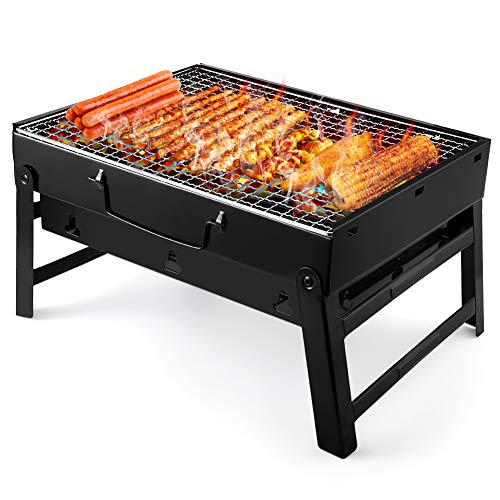 UTTORA Barbacoa de Carbón Portátil BBQ, con Parillas y Pies Plegables, Matriales Saludables y Seguros, Fácil de Usar y Limpiar, Diseño de Ventilación, perfecta para BBQ, Picnic, Acampadas, Camping