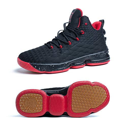 Zapatos Hombre Deporte de Baloncesto Sneakers de Malla para Correr Zapatillas Antideslizantes Negro Rojo Champán Verde Brillante 36-46 Negro Rojo 40