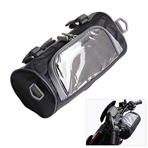 Bolsa de almacenamiento para manillar delantero de motocicleta, con pantalla táctil transparente, bolsa pequeña y correa de hombro ajustable extraíble