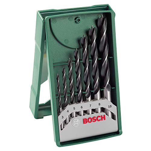 Bosch Home and Garden 2607019580 Bosch Mini X-line - Set de 7 brocas para madera (Ø 3/4/5/6/7/8/10 mm), Verde, Piezas