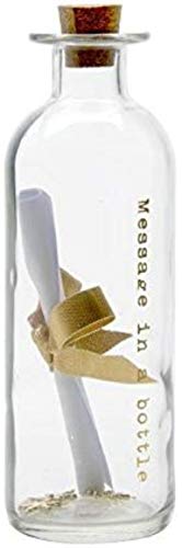 Botella de cristal con grabado «Message in a bottle» en dorado. Escribe un mensaje y enróllalo. Ideal para bodas y bodas de oro, 17 cm
