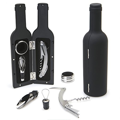 Botella personalizada con 3 accesorios para vino - Pack de 10 unidades