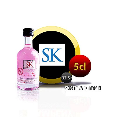 Detalle para eventos con miniaturas de licor Dry Gin SK Strawberry en 5cl (Pack 24 ud)