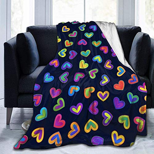 Dress Misi Bright Gradient Colorful Hearts Ultra Soft Flannel Fleece All Season Light Weight Living Room/Bedroom Warm Blanket