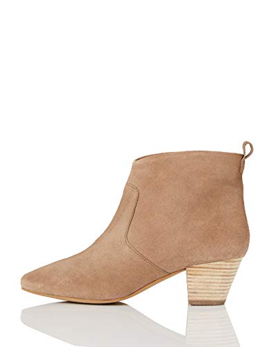 find. Botín de Ante con Tacón Western Mujer, Beige (Taupe Taupe), 37 EU