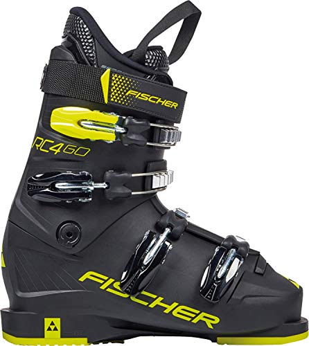 Fischer Junior Skischuhe, Schwarz/Gelb, 23.5 RC4 60 JR Thermoshape-Botas de esquí para niño, Color Negro y Amarillo, 235