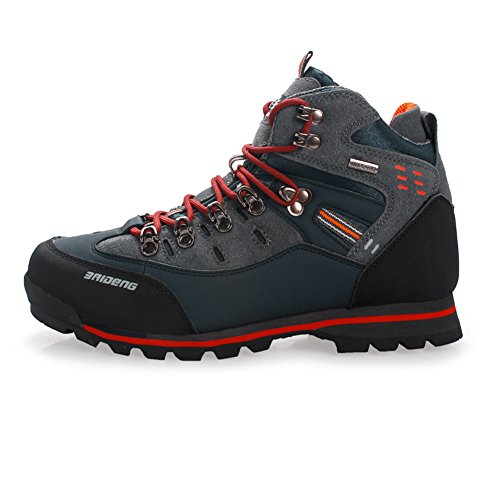 Gomnear de los Hombres Botas de montaña Alta Subida Trekking Zapatos Antideslizante Respirable Impermeable para Caminar Alpinismo (UK8.5/EU44, Anaranjado Azul Marino)