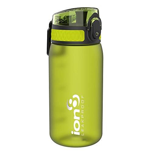 Ion8 Botella Agua Niños Sin Fugas, Sin BPA, Monos, Verde