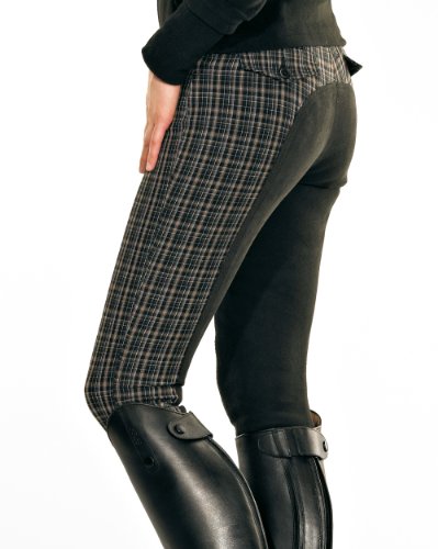 PFIFF Anna - Pantalones de equitación con culera para Mujer Multicolor Schwarz/Braun Talla:38