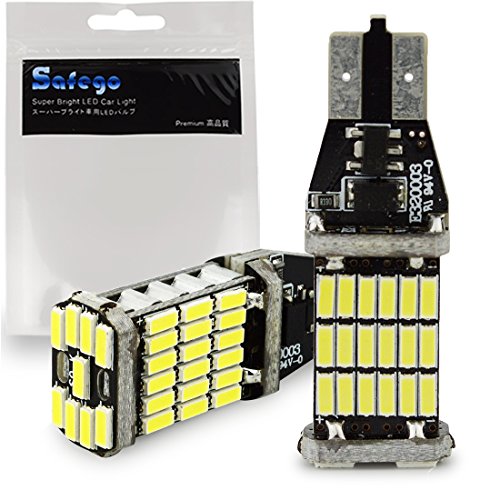 Safego 2x 1000 lúmenes T15 W16W CANBUS Libre De Errores 921 912 4014 45 de BT de Chipsets bombillas LED para luces de copia de seguridad inversa Xenon Blanca 6000K Backup de peras de luz trasera