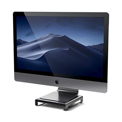 SATECHI Soporte de Aluminio Tipo-C con USB-C de Datos Integrado, USB 3.0, Ranuras para Tarjetas Micro/SD y Jack de Audio Compatible con iMac Pro y 2019/2017 iMac (Gris)
