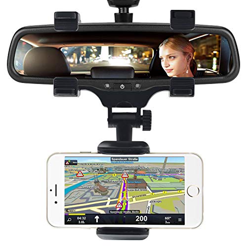 Universal Smartphone Holders Car Rear View Mirror Mount Holder Stand Truck Auto Bracket Cradle For iPhone 7, 7 Plus, 6s Plus, 6, 5S, Samsung Galaxy S6/S5/S4/S3, Note 4/3/2, GPS/PDA/ MP3/ MP4 (Black)