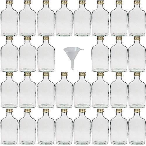 Viva-artículos de Uso doméstico - 30 Botellas de Cristal 200 ml con tapón de Rosca para llenar Incluye Embudo diámetro 7 cm