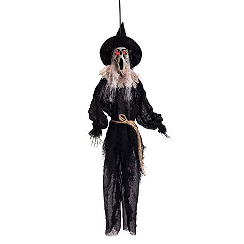 Bruja Esqueleto con luz, Sonido y Movimiento de Halloween Negra de 54x66 cm - LOLAhome