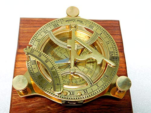 Brújula RIRHTAJUS de 4 cm de latón con reloj de sol totalmente funcional, brújula para nevegación náutica marítima vintage
