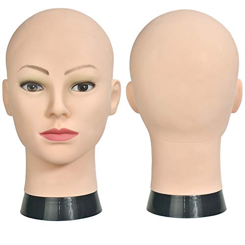 Cabeza de maniquí ErSiMan para cosmetología femenina, cabeza de maniquí calva para pelucas, pelucas, exposición, sombrero, gafas, cabeza de muñeca con abrazadera