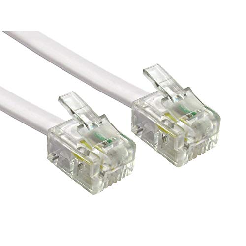 Cable ADSL 20m Alida Systems; Alta calidad, pines chapados en oro, para internet de banda ancha de alta velocidad; Conexión del enrutador o módem al microfiltro o al enchufe del teléfono RJ11, Blanco