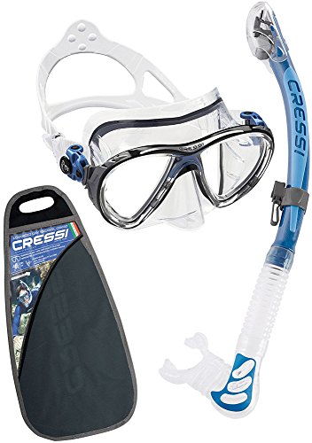 Cressi Big Eyes Evolution & Alpha Ultra Dry Schnorchel - Pack de snorkel (tubo y gafas), color azul