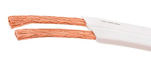 DCSk 15m – 2 x 1,5 mm² Cable de Altavoces Plano y Blanco I Cable de Cobre OFC Flexible para HiFi/Audio I Cable de Caja con Aislamiento I PROflat 15