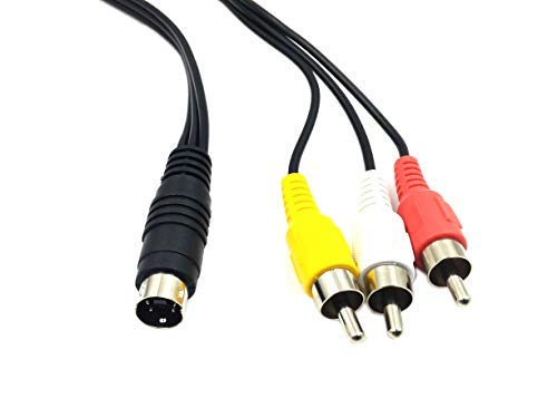 Duttek - Cable adaptador de audio mini DIN S-Video macho de 4 pines a macho 3 RCA, cable adaptador para DVD, TV, vídeo (1,5 m), color negro