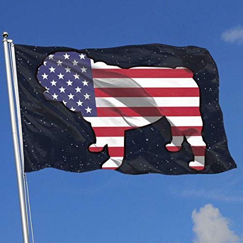 HooYa Bandera de jardín Bandera de Exterior/hogar Bulldog inglés Bandera Americana Banderas translúcidas de una Sola Capa (3 x 5 pies)