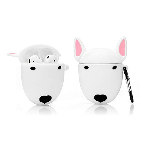 LEWOTE Airpods Funda de Silicona Divertida Compatible con Apple Airpods 1 y 2 [Animal Pet Series] Niñas o Parejas (Bull Terrier)