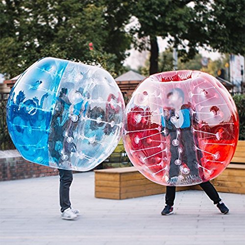 L&LQ Bubble Soccer Inflables Ball Bumper Human Knocker Zorb Ball para Adultos Y Niños, 2 Piezas, Azul + Rojo,1.4M