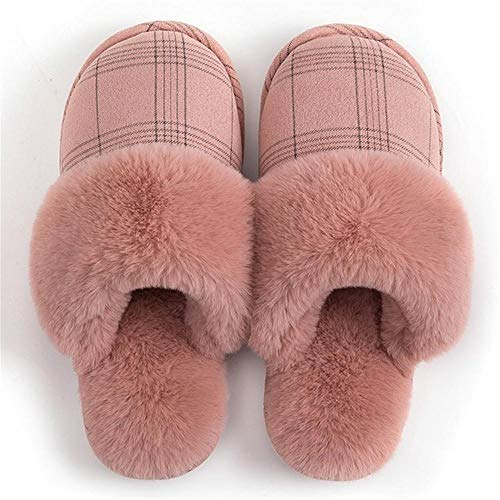 Mingstong Algodón Zapatilla-Invierno cálido Antideslizante Zapatos de casa Zapatos de Piso Dormitorio, C, 36 / 37EU (3 / 4UK)