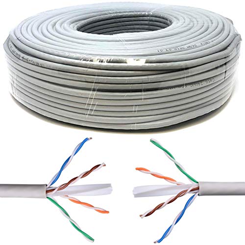 Mr. Tronic 75m Cable de Instalación Red Ethernet Bobina | CAT6, AWG24, CCA, UTP (75 Metros, Gris)
