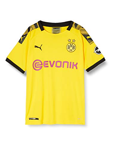 PUMA 1a Equipación 19/20 Borussia Dortmund Replica Niño/a con Evonik Opel Logo Maillot, Niños, Cyber Yellow/Black, 164