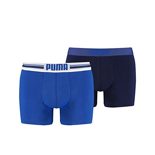 Puma Placed Logo - Pack de 2 bóxers para hombre, color azul, talla L