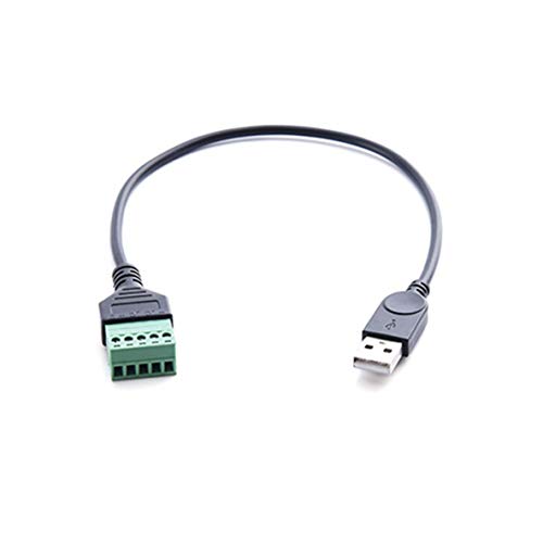 Rouku USB 2.0 Tipo A Hembra/Macho a 5P Tornillo W / 30Cm Blindaje Terminal Plug Cable Adaptador