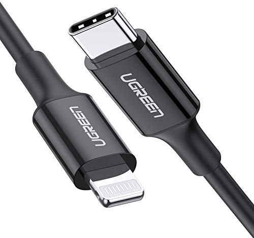 UGREEN Cable USB Tipo C a Lightning Cable iPhone 11 (Apple MFi Certificado) para iPhone SE 2020, iPhone X, iPhone XS, iPhone XR, iPhone 8, 8 Plus, iPad Pro 10.5, iPad Pro 12.9, iPad Air (1M Negro)
